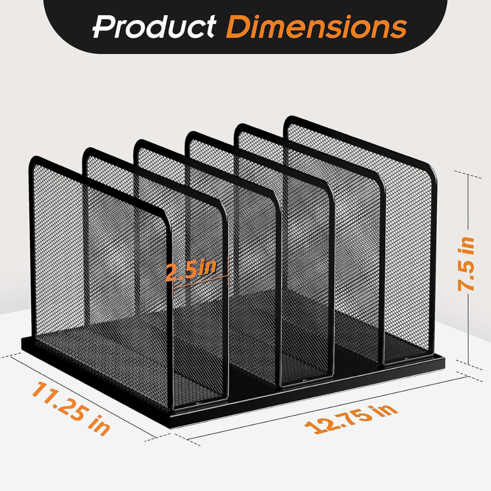 5-Section Mesh Desktop File Holder