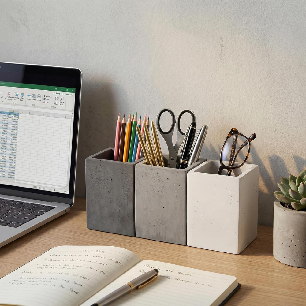 Concrete Pen Holder Set – 3 pc