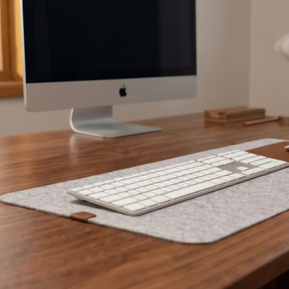 Wool Felt & Leather Desk Pad
